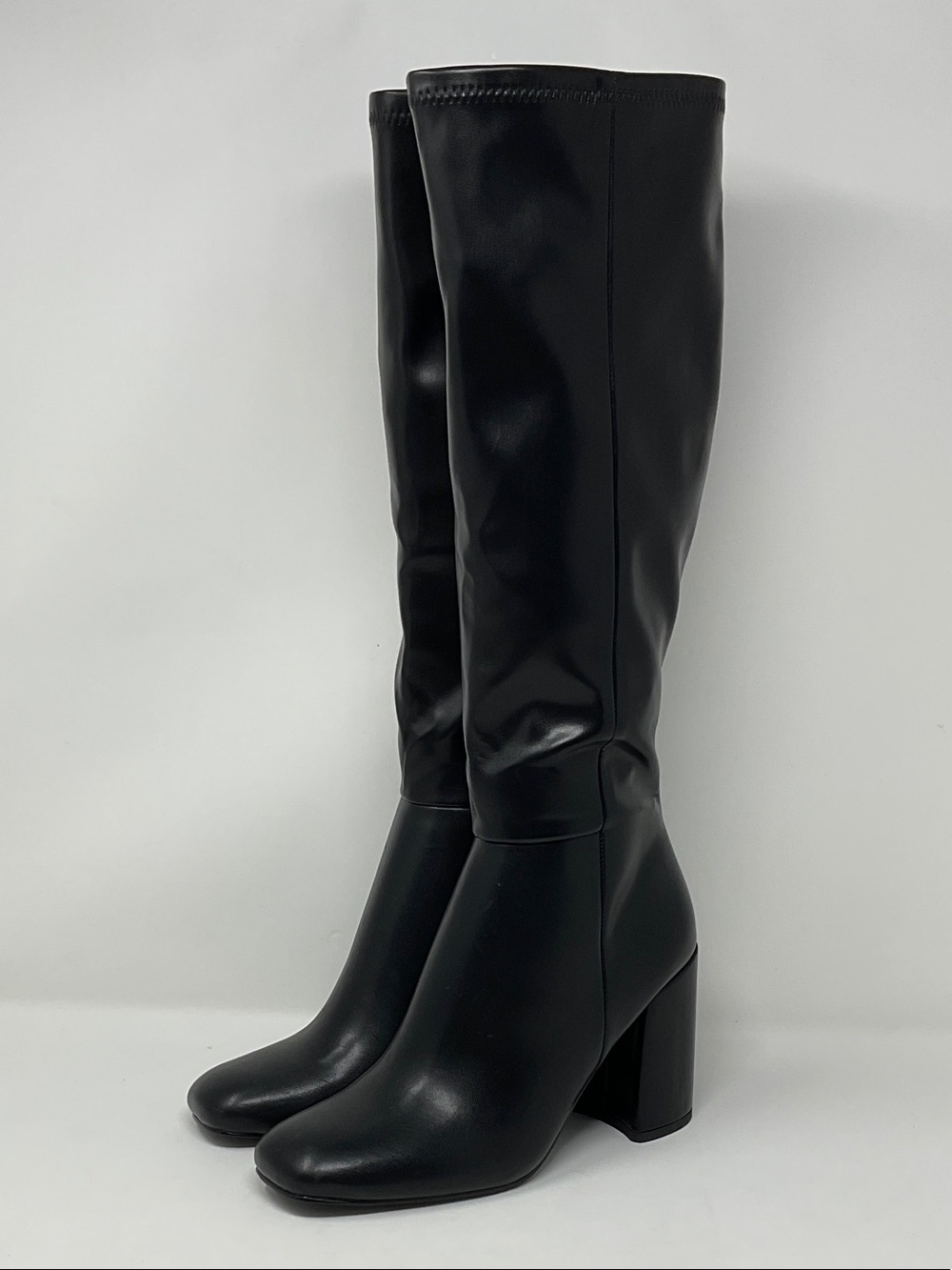 Madden Girl Black Knee-High Heeled Boots - Picture 2 of 5